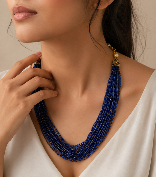 Elegant Blue Beaded Necklace