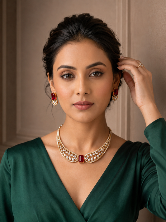 Archana - Royal Ruby Elegance Necklace Set