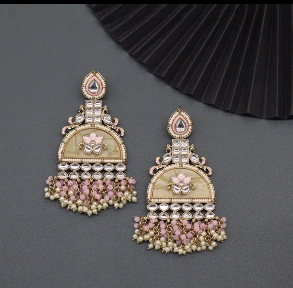 Elegant Kundan and Pearl Dangle Earrings