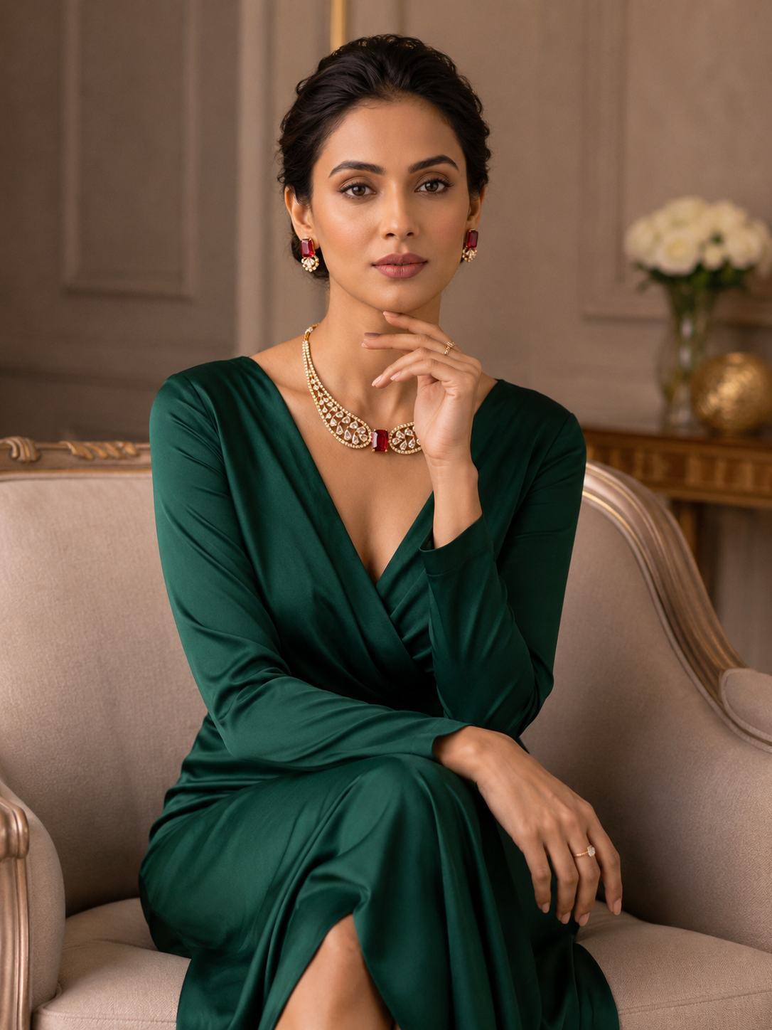 Archana - Royal Ruby Elegance Necklace Set