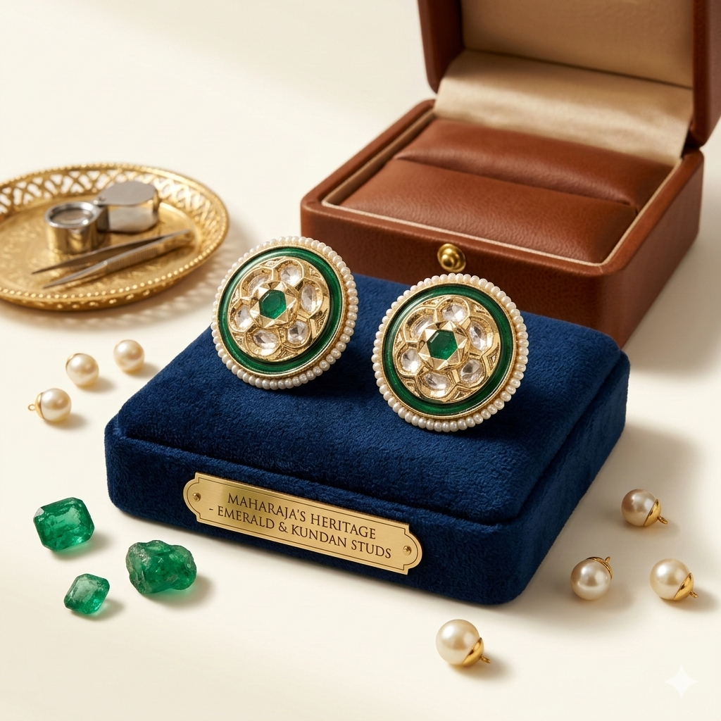 Rubi colored Kundan stone royal studs