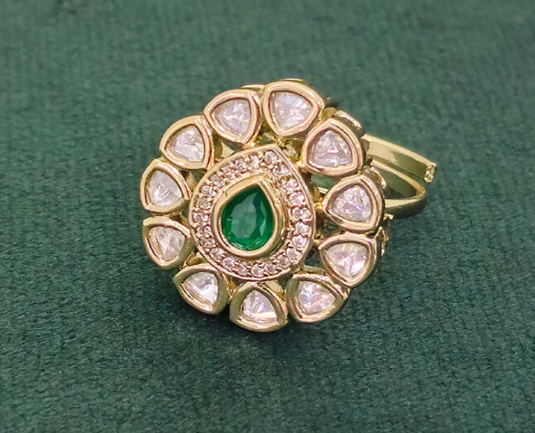 Elegant Kundan Adjustable Ring