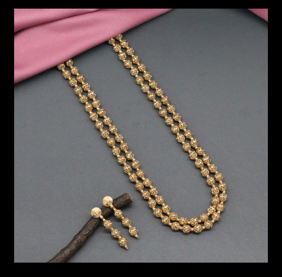 Golden plated Double layered Matar Mala