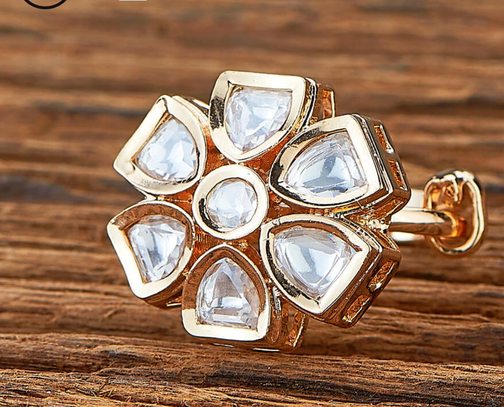 Floral Design Kundan Ring