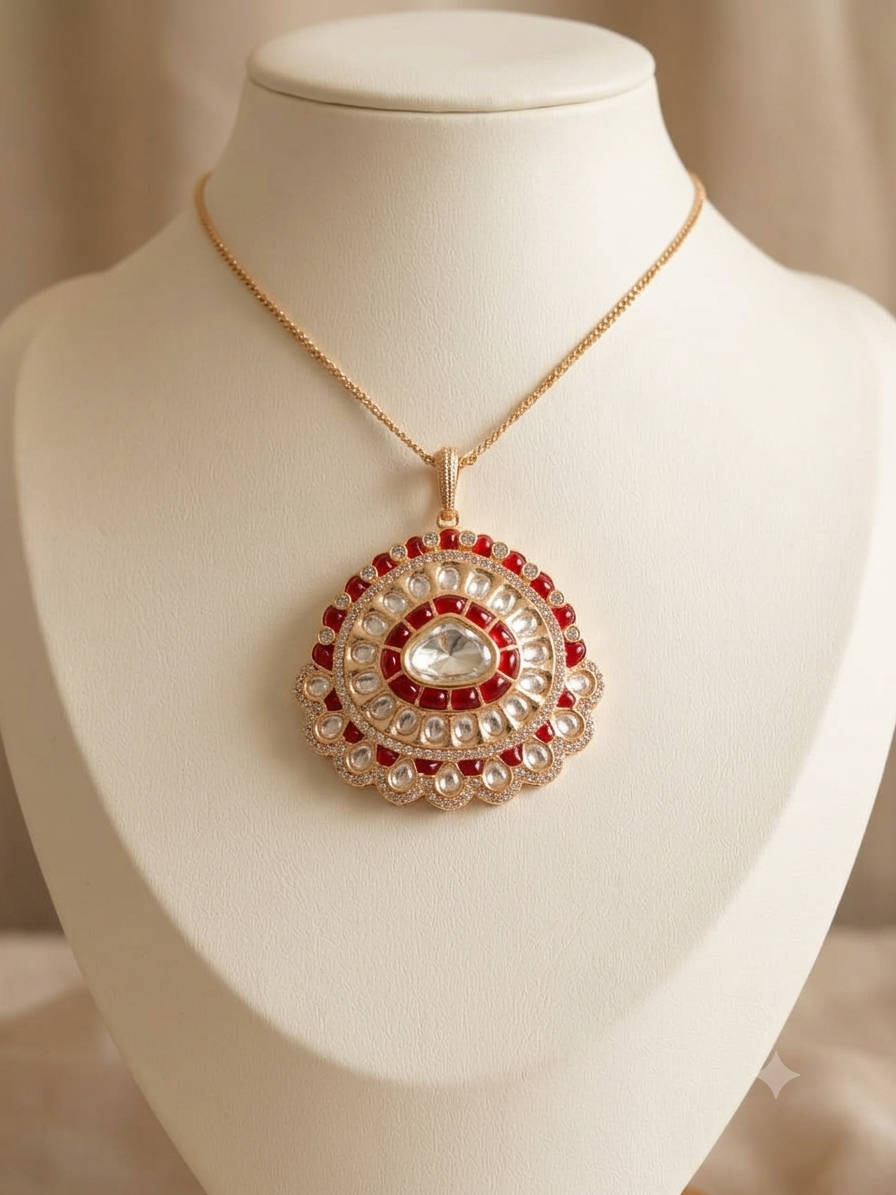Royal Ruby and Kundan Statement Pendant Set