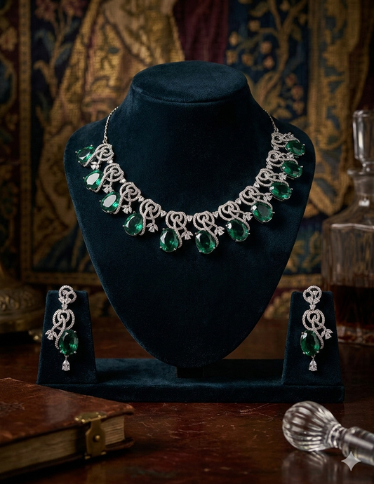 Symphony of Emerald Green CZ stone set