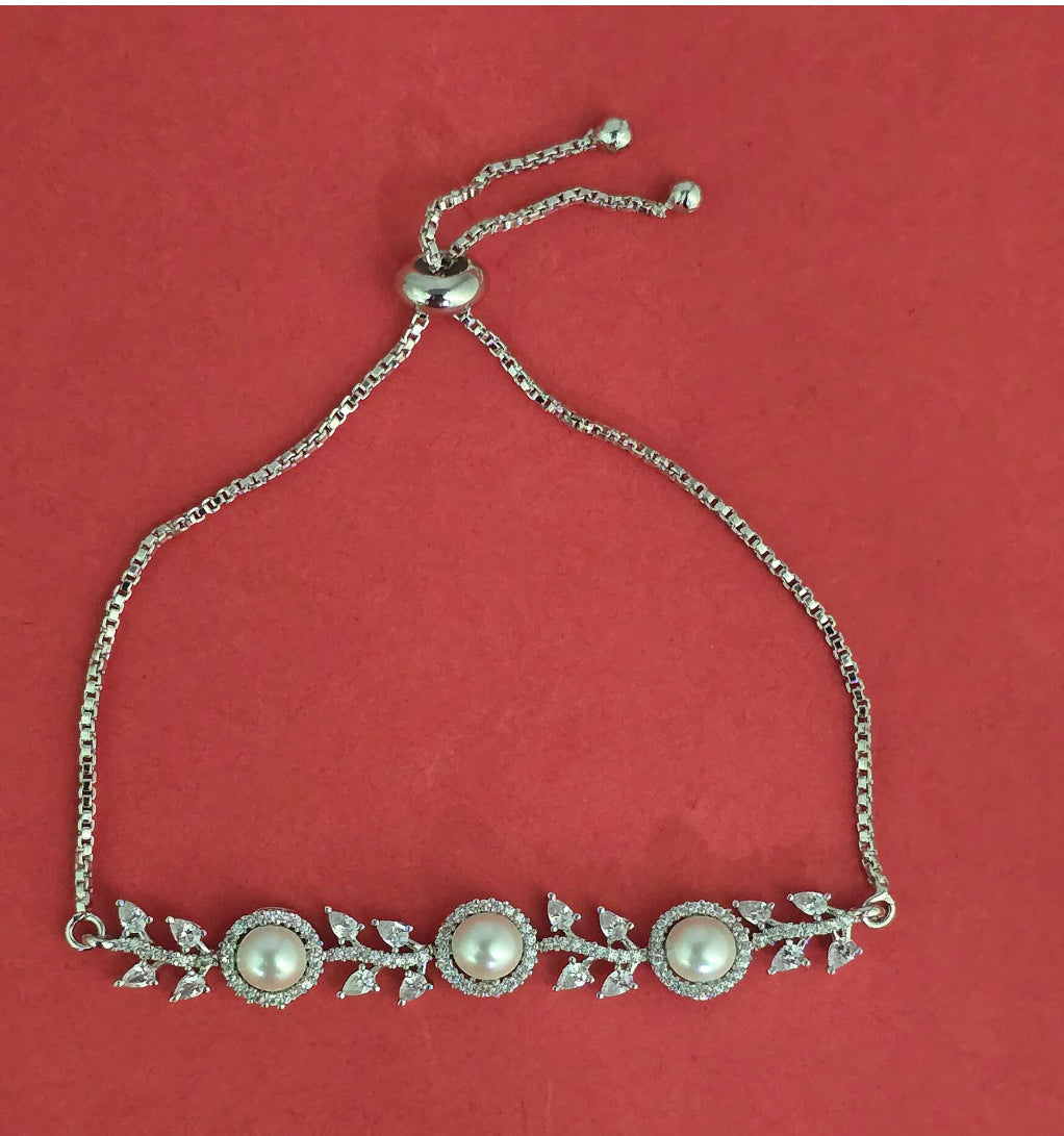 Adjustable Bracelet With 2 Tone Rhodium Plating