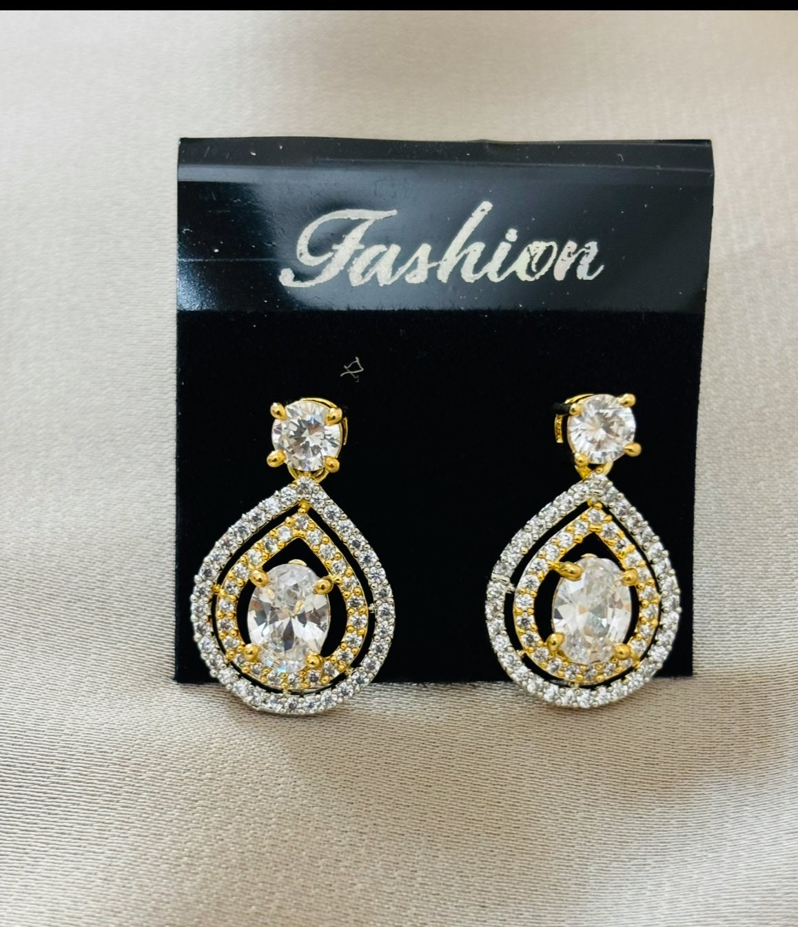 Elegant American Diamond Teardrop Earrings