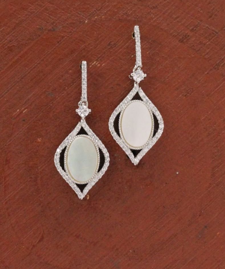 Elegant Silver-Tone American Diamond Earrings
