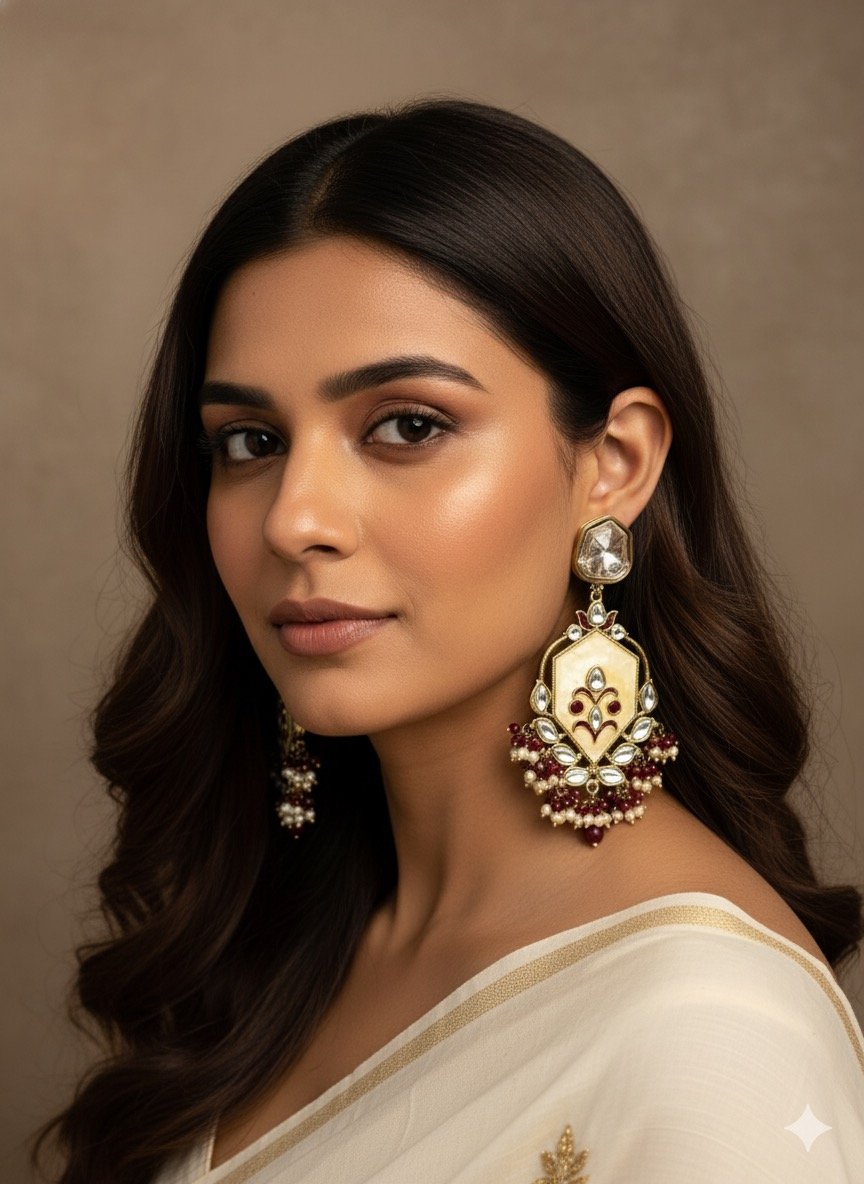 Elegant Kundan and Pearl Earrings