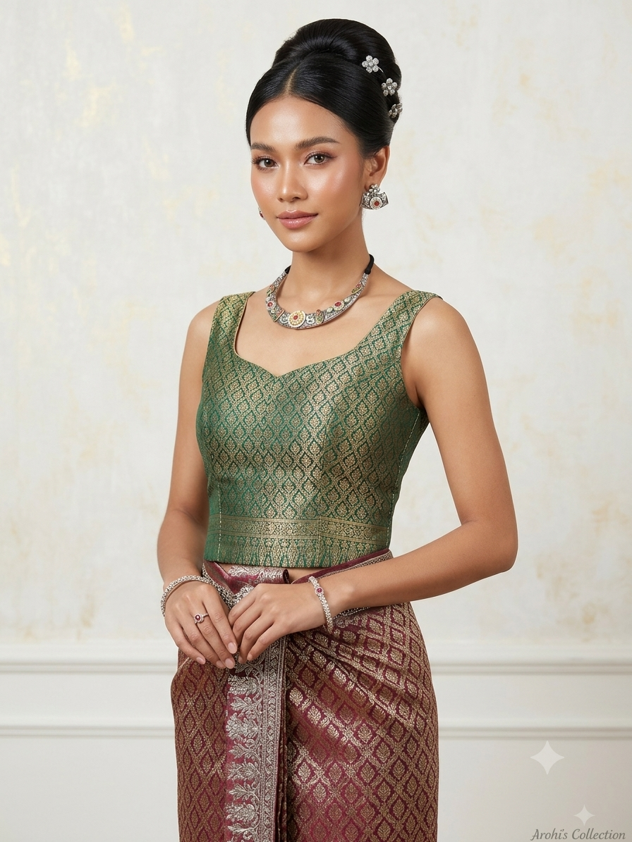 Floral & Peacock Hasli Oxidised Set