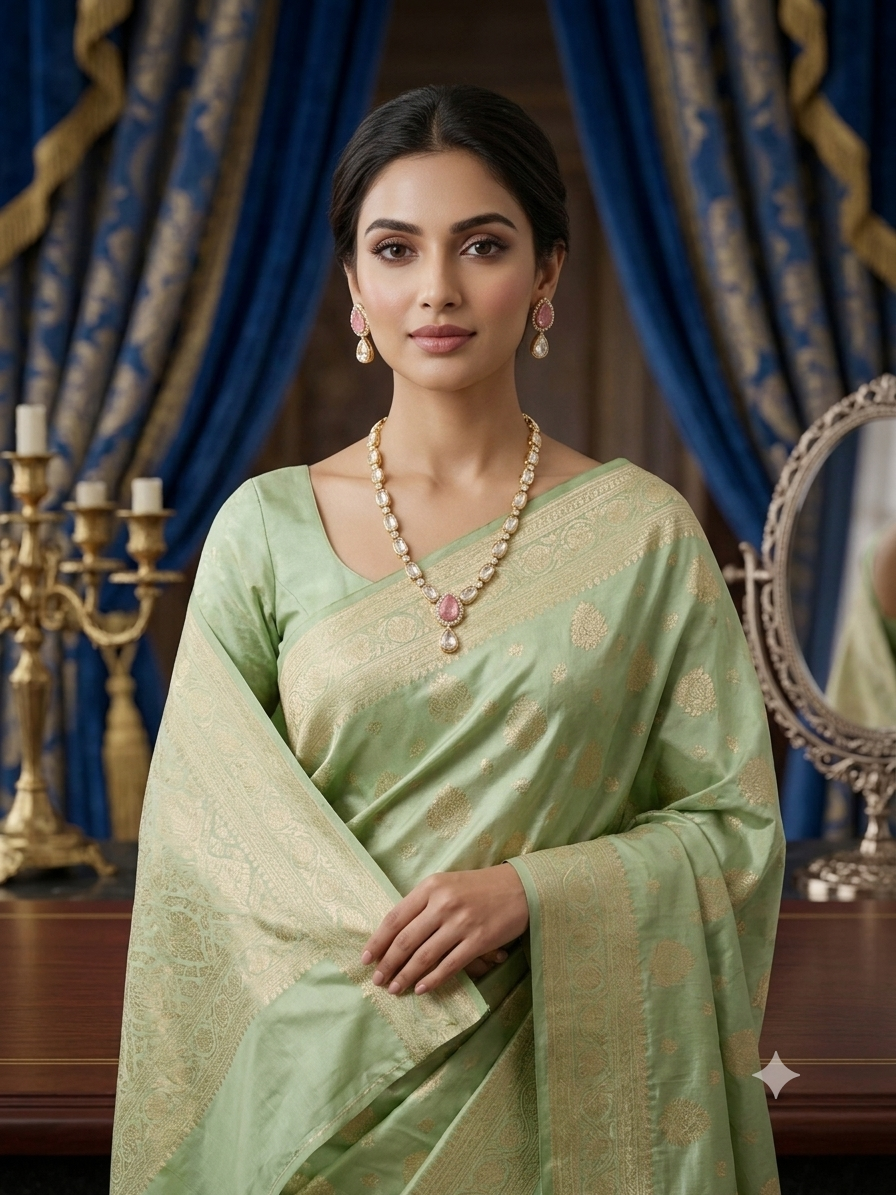 Gulal - Light pink stone with Polki set