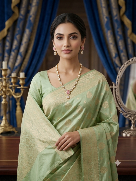 Gulal - Light pink stone with Polki set