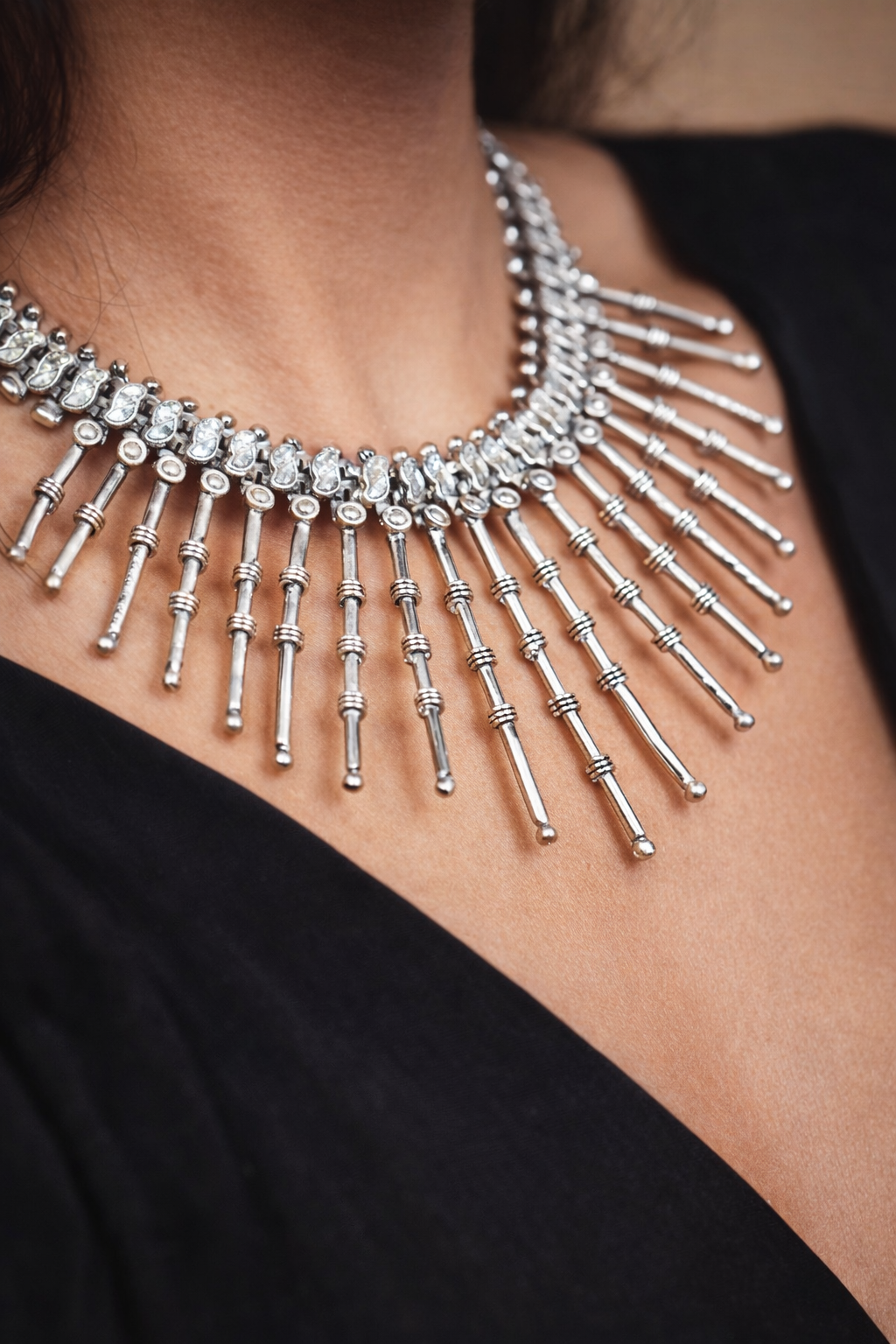 Elegant Silver-Tone Statement Necklace