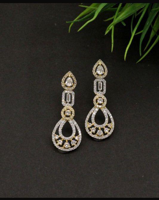 Elegant Silver-Tone American Diamond Earrings