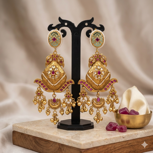 Carat Polished Celestial Bloom Kashmiri earrings