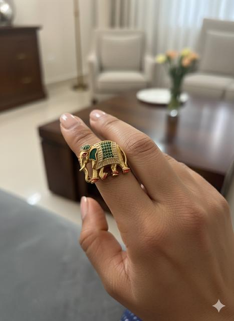 Elephant Design Adjustable Ring