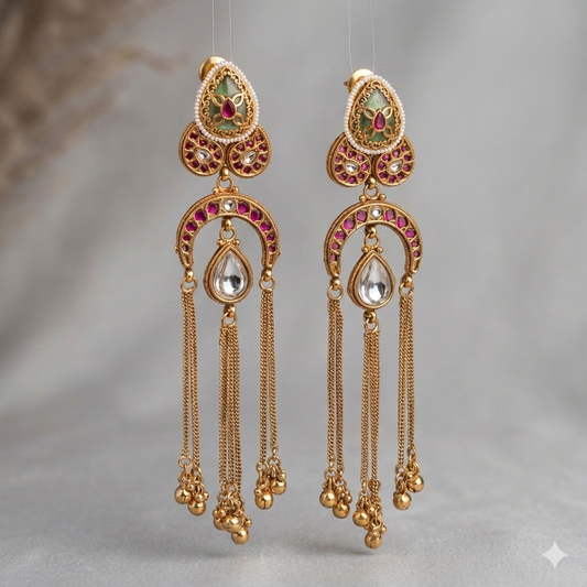 Kashmiri Earrings with Kundan stone