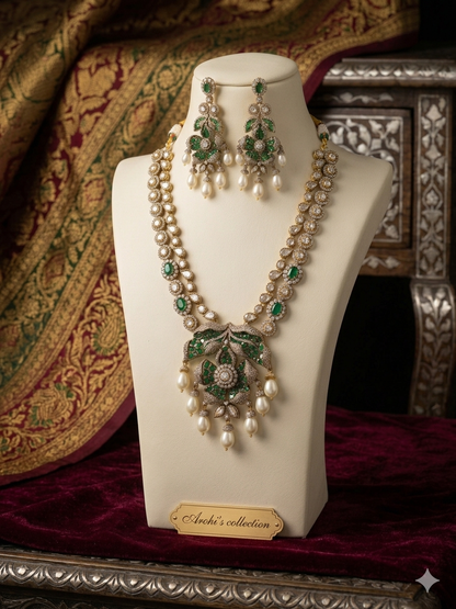 Damini - Emerald Pearl Royale Kundan Set