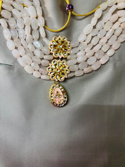 Elegant Beaded Jewelry Set with Floral Accents