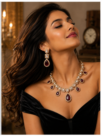 Kundan Set with Maroon coloured Doublets