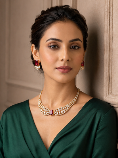 Archana - Royal Ruby Elegance Necklace Set