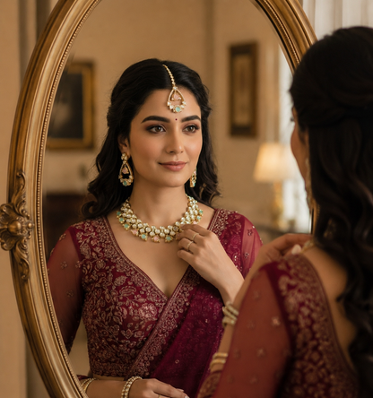 Royal Beauty Polki Kundan Jewelry Set with Earrings and Maang Tikka