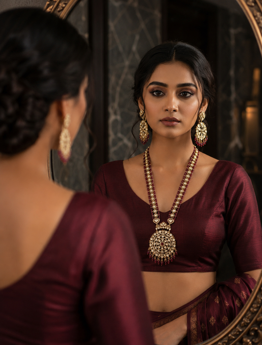 Royal Heritage Polki kundan Rani Haar Jewelry Set with Earrings