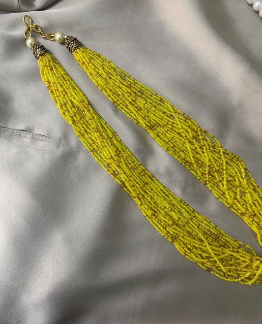 Vibrant Yellow Beaded Necklace