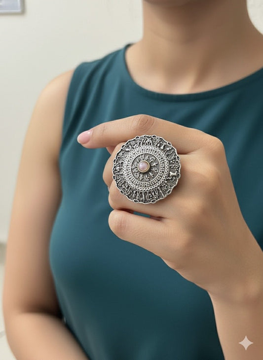 Oxidized Silver-Tone Statement Ring