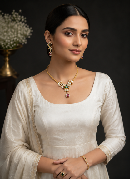 Light weighted Gold Finishing Jewelry Set with Earrings
