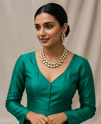 Double layered Kundan with Meenakari Jewelry Set
