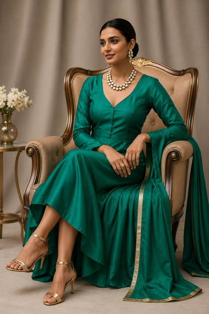Double layered Kundan with Meenakari Jewelry Set