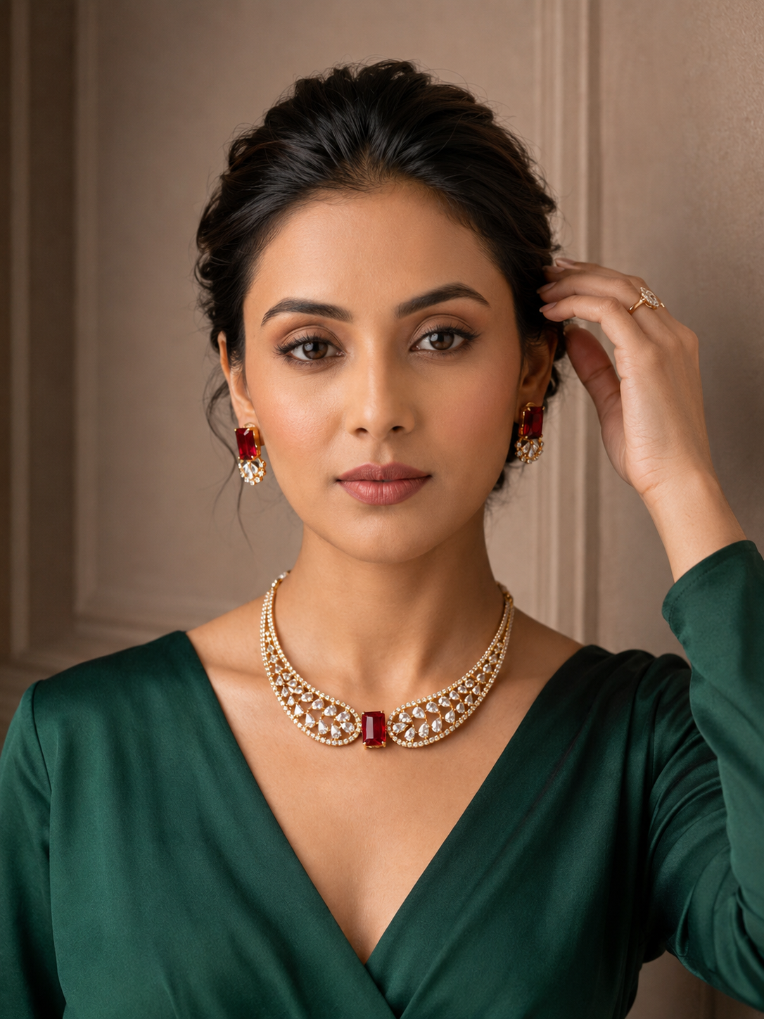 Archana - Royal Ruby Elegance Necklace Set