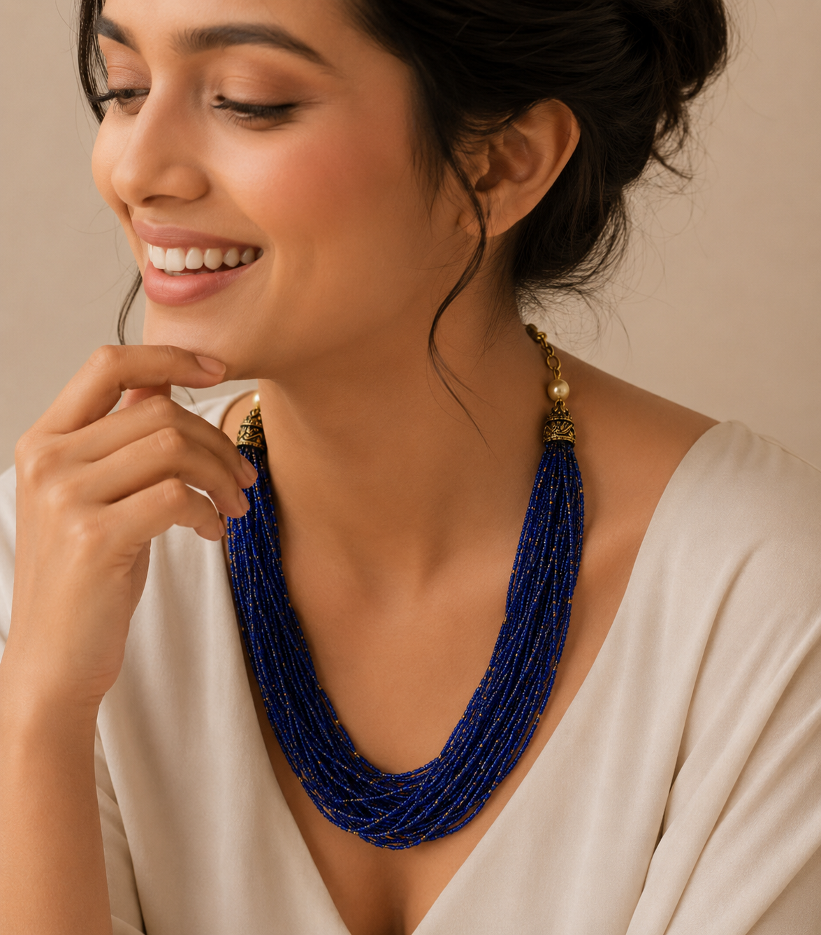 Elegant Blue Beaded Necklace
