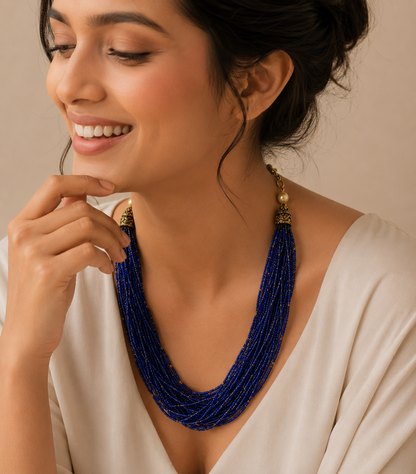 Elegant Blue Beaded Necklace