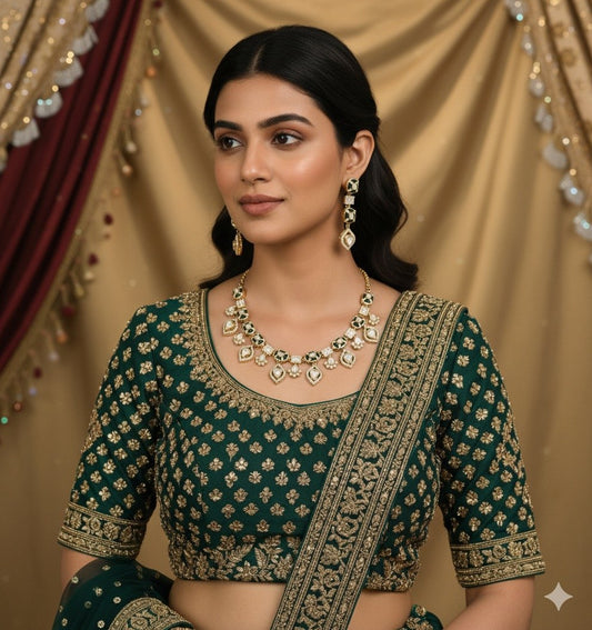 Polki Kundan Jewelry Set with Earrings