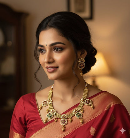 Elegant Meenakari Jewelry Set with Floral Motifs