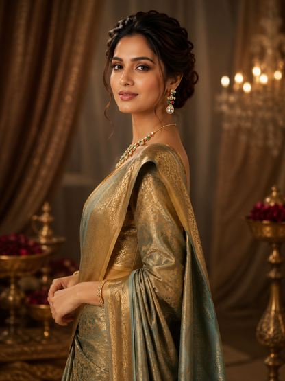 Katthaka - Kundan Necklace Set with Ruby & Emerald Accents