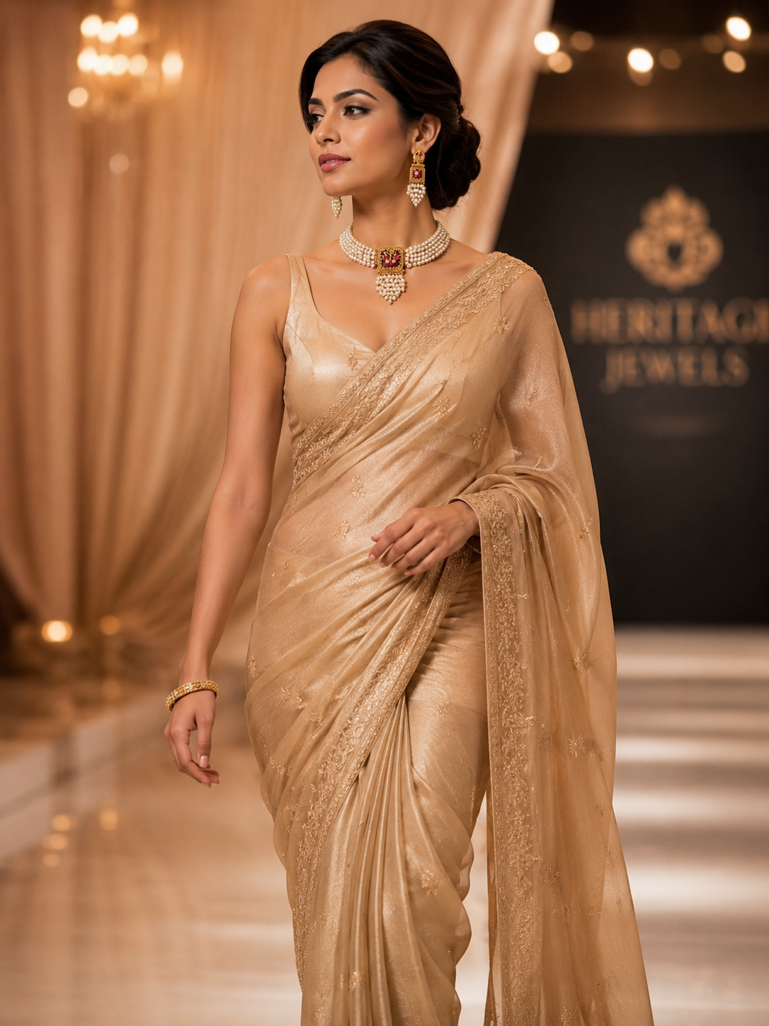 Kavya - Pearls and Intricate Antique Gold Set