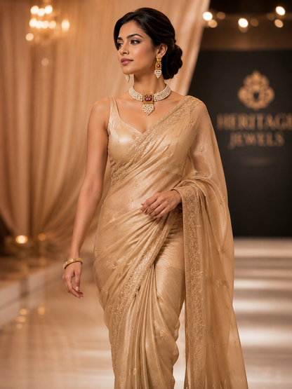 Kavya - Pearls and Intricate Antique Gold Set