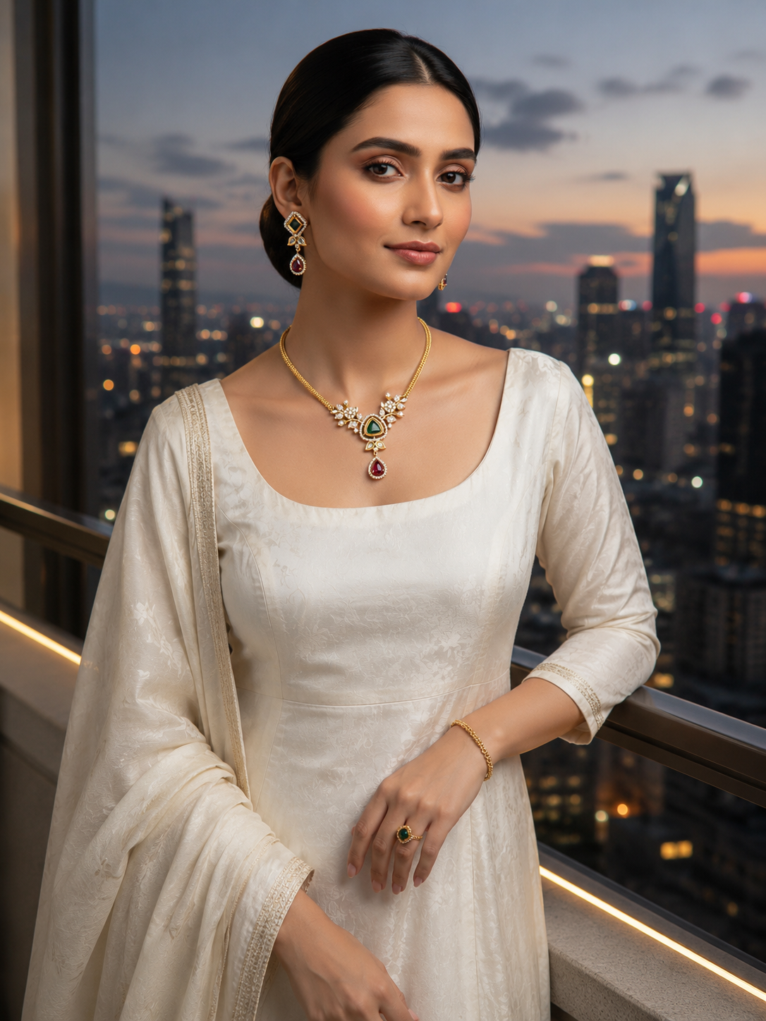 Light weighted Gold Finishing Jewelry Set with Earrings