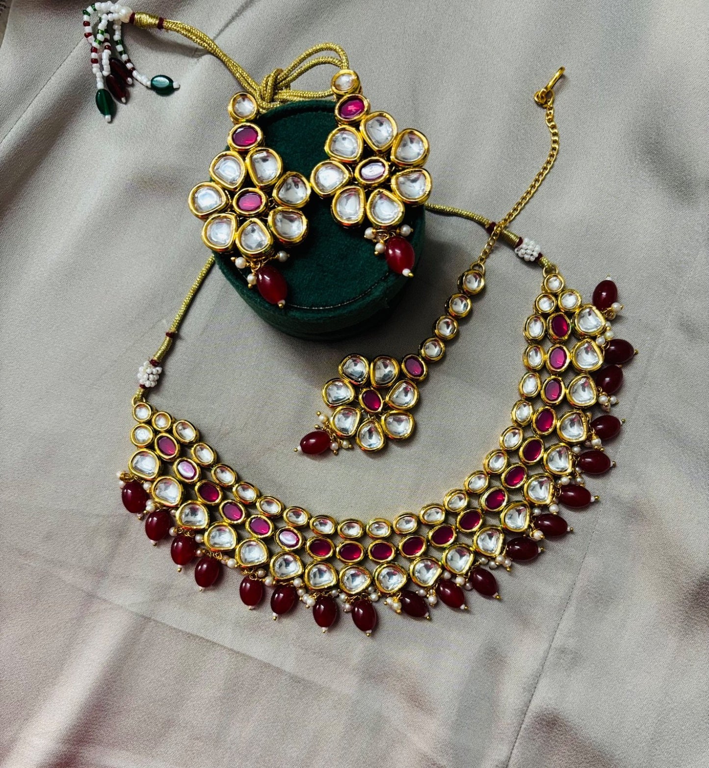 Premium Kundan Jewelry Set with Maang Tikka