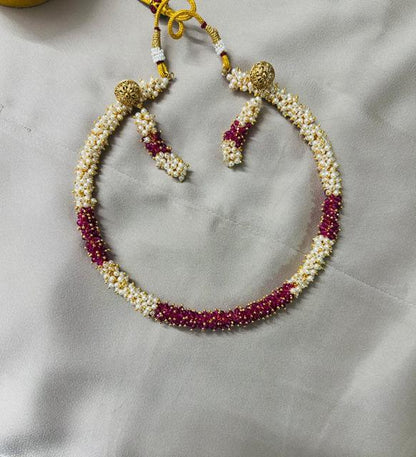 Elegant Onex Pearl and Red Beaded Jewelry Set