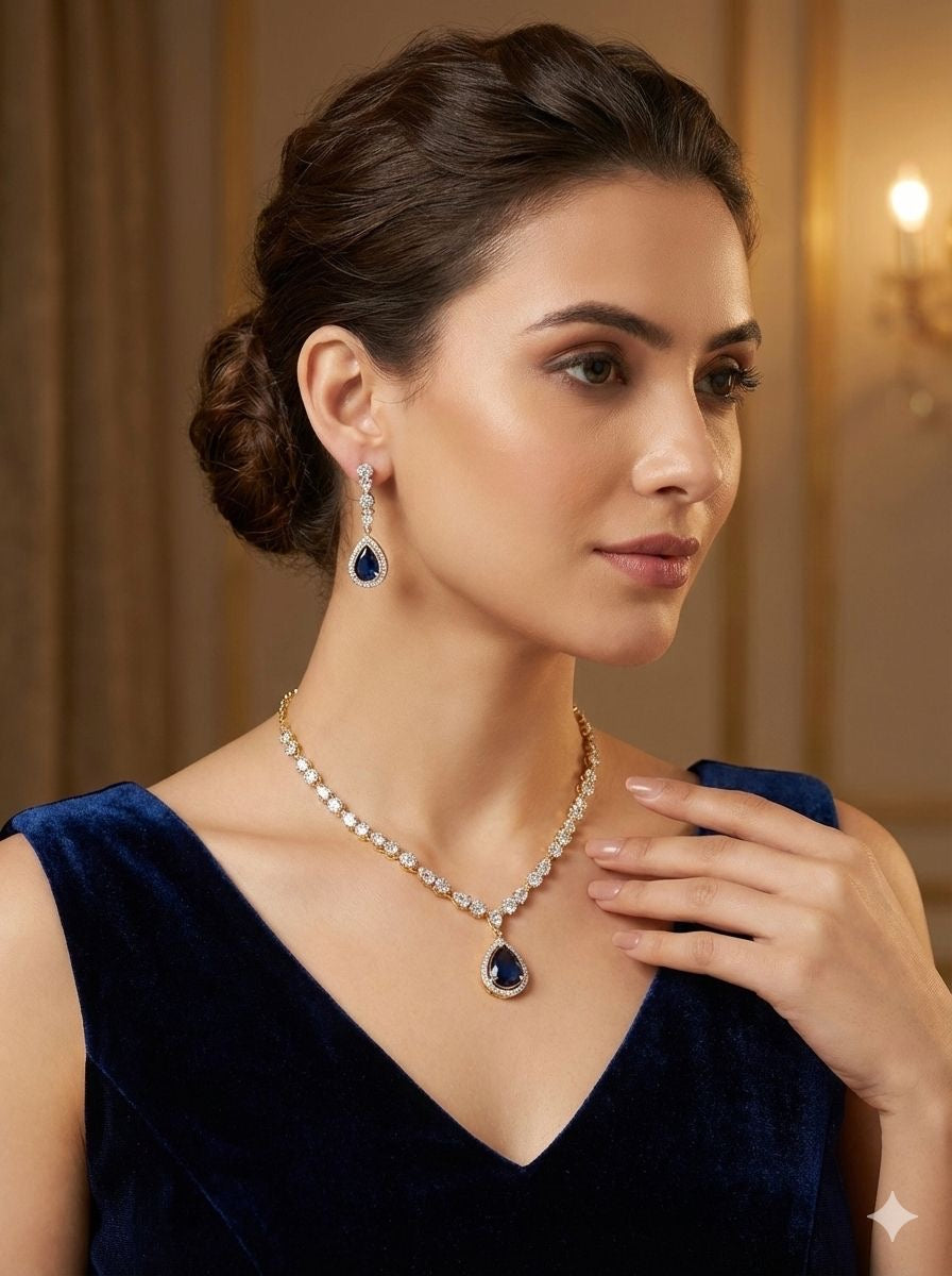 Blue Colored Premium Quality Zircon Set