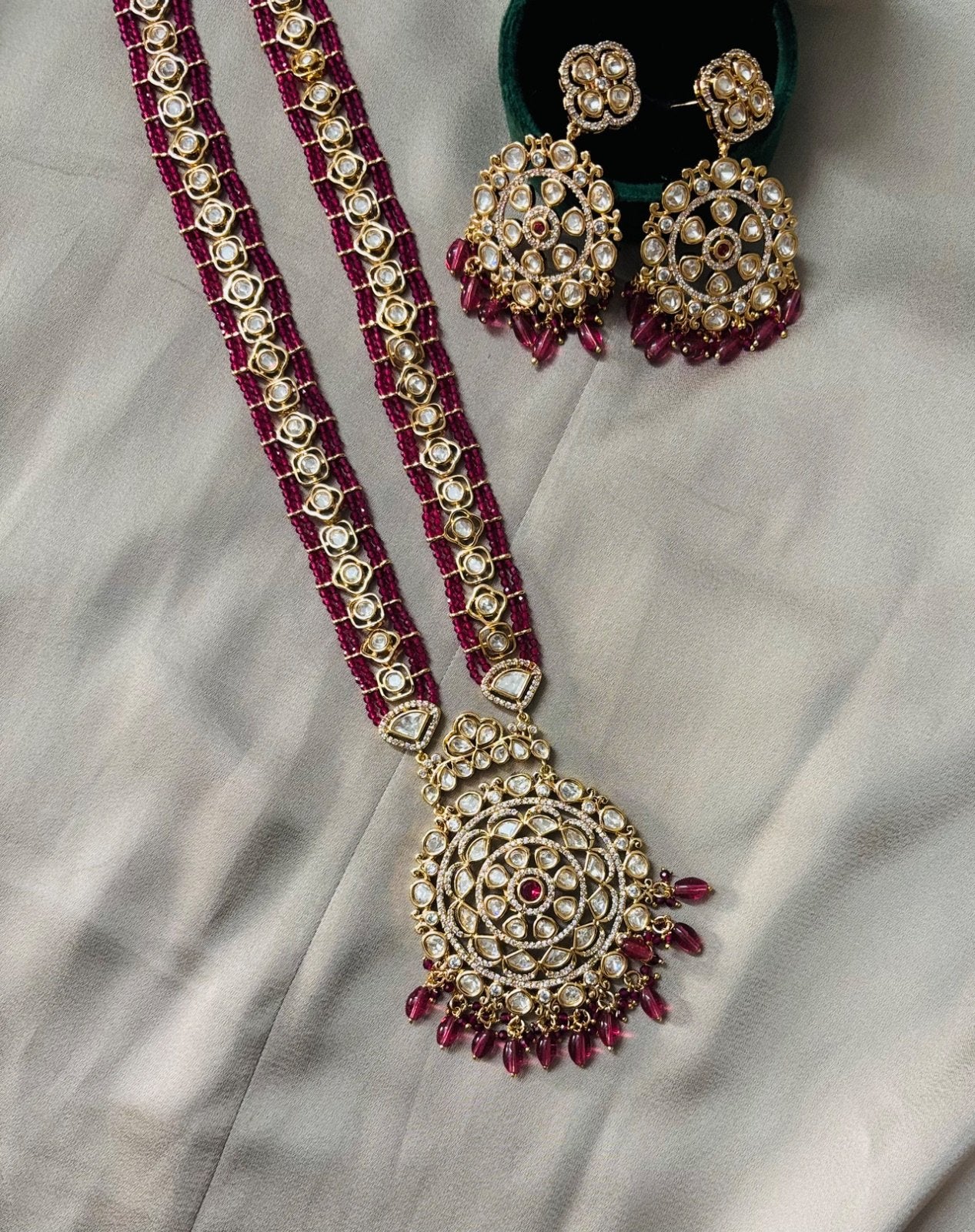 Moissanite Rani Haar Jewelry Set with Earrings