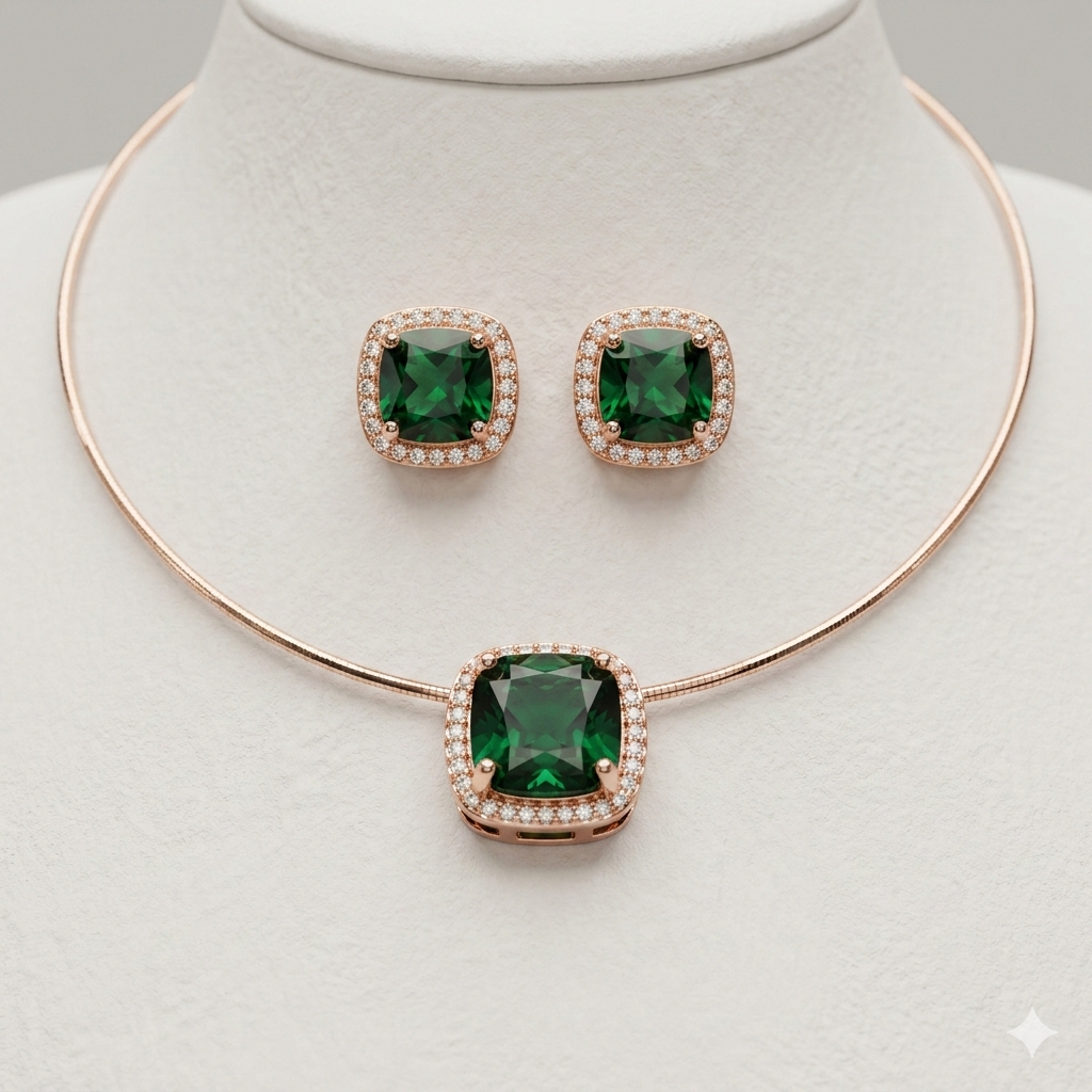 Emerald Green Hasli pendant set
