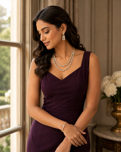 Kundan Polki 2 Liner Necklace Set with Carat Gold Plating