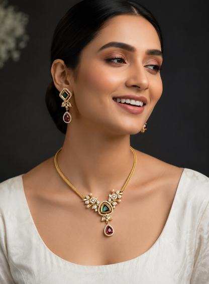 Light weighted Gold Finishing Jewelry Set with Earrings