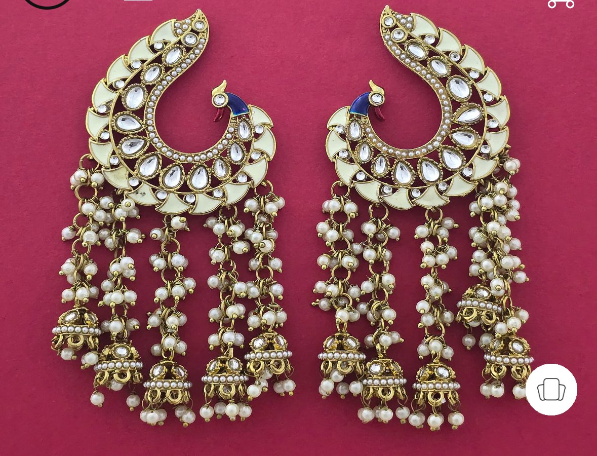 Premium Kundan Peacock Earrings with Pearl Drops